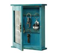 ISTOVO Cassetta In Legno, Retrò, da Parete, Armadietto con Porta Magnetica, Resistente Contenitore In Legno Massello con 6 Ganci, Facile da Usare