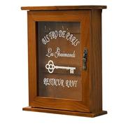 ISTOVO Cassetta In Legno, Retrò, da Parete, Armadietto con Porta Magnetica, Resistente Contenitore In Legno Massello con 6 Ganci-B Durevole e Facile da Usare