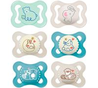 Istruzioni in Lingua Straniera MAM Day & Night Skin Soft Ciuccio in silicone 0 6 Boy, set da 6 pezzi, con 3 scatole per il trasporto sterilizzate