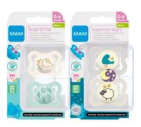 Istruzioni in Lingua Straniera MAM Dental Silicone Supreme ciuccio 0 6 mesi maschio, 4 pezzi, include 2 contenitori per il trasporto sterilizzati