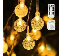 ISUDA CATENA LUCI LED 15 METRI DI CAVO CON PALLINE BIANCO CALDO + TELECOMANDO