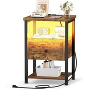 iSunirm Comodini Camera da Letto con 1 Cassetti Cassettiera Cameretta Comodino da Notte Moderno Tavolino,Tavolino da Divano, Tavolino da Notte per Camera da Letto,Marrone Rustico