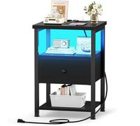 iSunirm Comodini Camera da Letto con 1 Cassetti Cassettiera Cameretta Comodino da Notte Moderno Tavolino,Tavolino da Divano, Tavolino da Notte per Camera da Letto,Nero