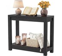 iSunirm Consolle Ingresso Stretta 80 cm, Nero Color Noce, Tavolino Salvaspazio Dietro Divano con 2 Ripiani, Mobile Ingresso Moderno e Stabile per Corridoio e Soggiorno, Montaggio Facile