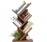 iSunirm Libreria dell'albero a 9 piani,Scaffale di stoccaggio,Scaffali alla moda per libri, CD,riviste, per soggiorno,camera da letto,38×20×75CM,Marrone rustico