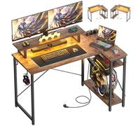 iSunirm Scrivania Gaming a L,120x70 cm Scrivania ad Angolo Computer,Scrivania Angolare con Supporto,Tavolo a L per Casa Ufficio,Scrivania Gaming Gamer Informatica,Marrone Rustico