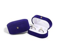 iSuperb 1 pezzi Scatola per Anelli e Orecchini a Bottone Scatole per Gioielli in Floccaggio Scatola di Gioielli Orecchini Scatola Regalo Ring Box Scatola a Doppio Anello (1 scatola ad anello blu)