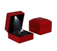 iSuperb 2PK Light LED Anelli Scatola Portagioie Orecchini Ciondolo Anello Scatola regalo Fidanzamento Fedi nuziali Scatole Espositore per gioielli Scatola di Gioielli Ring Box (Rosso)