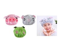 iSuperb 3 Pezzi Cuffia da Doccia Impermeabile Riusabile con Animali Carini per Donna e Bambini, Morbida e Comoda per Piscina e Bagno, Coniglietto/Gattino/Cucciolo