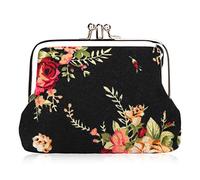 iSuperb Portamonete Piccolo Kiss Lock Portafoglio Magico Coin Purse Squisito Portamonete Tascabile Vintage per Donna e Ragazza 12x9cm(Nero)