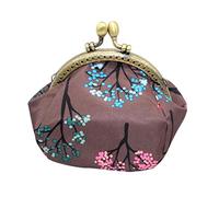 iSuperb Retrò Portamonete a Scatto Donna Floreale Portafoglio Scatto Piccolo Impermeabile Borsa Portamonete Vintage Porta monete Coin Purse Pouch Bags per Chiavi, Auricolare, Rossetto, Carte (Caffè)