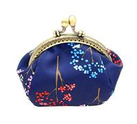 iSuperb Retrò Portamonete a Scatto Donna Floreale Portafoglio Scatto Piccolo Impermeabile Borsa Portamonete Vintage Porta monete Coin Purse Pouch Bags per Chiavi, Auricolare, Rossetto, Carte (Blu)