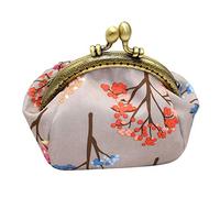 iSuperb Retrò Portamonete a Scatto Donna Floreale Portafoglio Scatto Piccolo Impermeabile Borsa Portamonete Vintage Porta monete Coin Purse Pouch Bags per Chiavi, Auricolare, Rossetto, Carte (Cachi)
