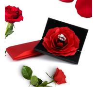 iSuperb Scatola per Anelli 3D Rosa Scatola di Gioielli Scatola Regalo San Valentino Espositore Portagioie Anelli Scatolina Fidanzamento Ring Box per Donne (Rosso)