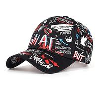 ISWMM Berretto da baseball unisex con personaggi graffiti e giungla, cappello da tiro hip hop, Nero