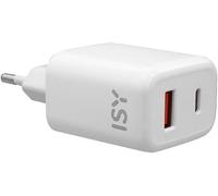 ISY ITC-0008 Caricabatteria 2 porte da 20W PD, 1 porta Type-C + USB, bianco