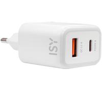 ISY ITC-0008 Caricabatteria 2 porte da 20W PD, 1 porta Type-C + USB, bianco