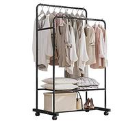 Isyunen Appendiabiti appendiabiti con ruote, doppio appendiabiti appendiabiti appendiabiti con doppio ripiano (nero)