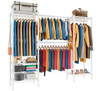 Isyunen Stand Appendiabiti in metallo,Organizer espandibile per armadio,allungabile,Porta Abiti da Camera,appendiabiti metallo antiruggine,Nero,35.5 * 180 * 180~220cm (Bianco, 35.5 * 180 * 180~220cm)