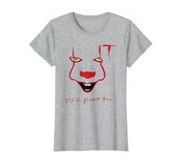 It (2017) Pennywise Float Maglietta, Donna, Grigio Melange, XS