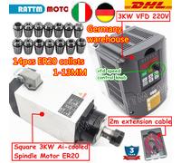 『IT』3KW Square Air Cooled Spindle Motor 18000rpm & VFD &ER20 Collet 220V CNC Set