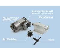 〖IT〗4th Axis Hollow CNC Rotary A asse di rotazione φ100mm 4 jaw 6:1 Nema23 Motor