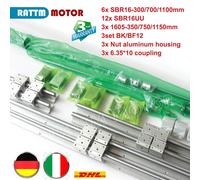「IT」6x SBR16 Guide Linear Rail Set+3x Ballscrew SFU1605 350/750/1150mm+BK12 BF12