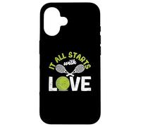 It All Starts With Love Tennis Divertente Giocatore di Racchette Sportive Custodia per iPhone 16