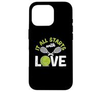 It All Starts With Love Tennis Divertente Giocatore di Racchette Sportive Custodia per iPhone 16 Pro