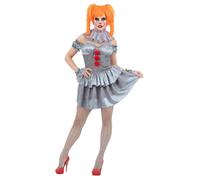 IT CAPITOLO 2 PENNYWISE COSTUME DA DONNA HALLOWEEN ABITO DA CLOWN GRIGIO