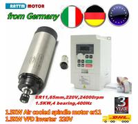 【IT&EU】1.5KW ER11 Air Cooled Spindle Motor 65mm& 220V VFD Drive Inverter CNC Kit