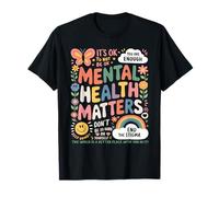 It Is Ok To Not Be Ok Butterfly Rainbow Salute Mentale Maglietta
