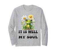 It Is Well with My Soul Christian Cute Frog & Margherite Maglia a Manica