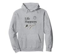 It Is What It Is: Life Happens Citazione Motivazionale Felpa con Cappuccio, Unisex per Adulti, Grigio Melange, M