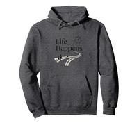 It Is What It Is: Life Happens Citazione Motivazionale Felpa con Cappuccio, Unisex per Adulti, Grigio Scuro, XXL