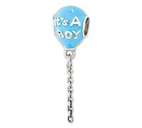It ’S a Boy Palloncini Perlina Smaltato .925 Argento Sterling Antichizzato
