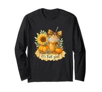 It’s Fall Y’all Iced Coffee Pumpkin Spice Watercolor Maglia a Manica