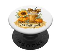 It’s Fall Y’all Iced Coffee Pumpkin Spice Watercolor PopSockets PopGrip Adesivo