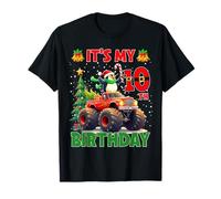 It’s My 10th Birthday Xmas Penguin Monster Truck Christmas Maglietta