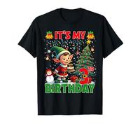 It’s My 3rd Birthday Christmas Elf 3 Year Old Kid Boys Girls Maglietta