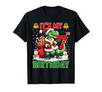 It’s My 7th Birthday Christmas Dinosaur 7 Year Old Kids Maglietta