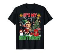 It’s My 8th Birthday Christmas Elf 8 Year Old Kid Boys Girls Maglietta
