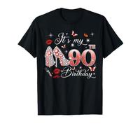 It’s My 90th Birthday Pink 90 Years Old Birthday Queen Party Maglietta