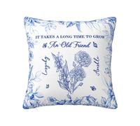 It Takes A Long Time To Grow An Old Friend Fiori di nascita personalizzati Federa decorativa per la casa Regalo Personalizzato Stampa su due lati Bestie Federa per cuscino Regali Nome personalizzato