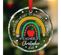 It Takes Big Heart To Shape Little Minds, ornamento natalizio regalo per insegnanti, ornamento in vetro personalizzato per insegnare Natale 2025, ricordo per insegnanti per il ritorno a scuola