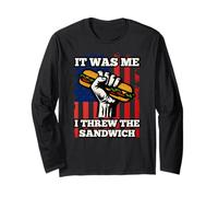 it Was Me, I Threw The Sandwich USA Flag Protest Fist Humor Maglia a Manica