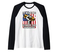 it Was Me, I Threw The Sandwich USA Flag Protest Fist Humor Maglia con Maniche Raglan