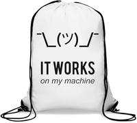It Works On My Machine Programmer - Sacca da palestra con cordoncino, stile casual, colore: bianco
