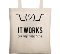 It Works On My Machine Programmer Shrug Meme Borsa in cotone ecologico naturale beige