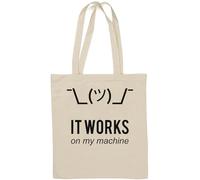 It Works On My Machine Programmer Shrug Meme Borsa in cotone naturale bianco